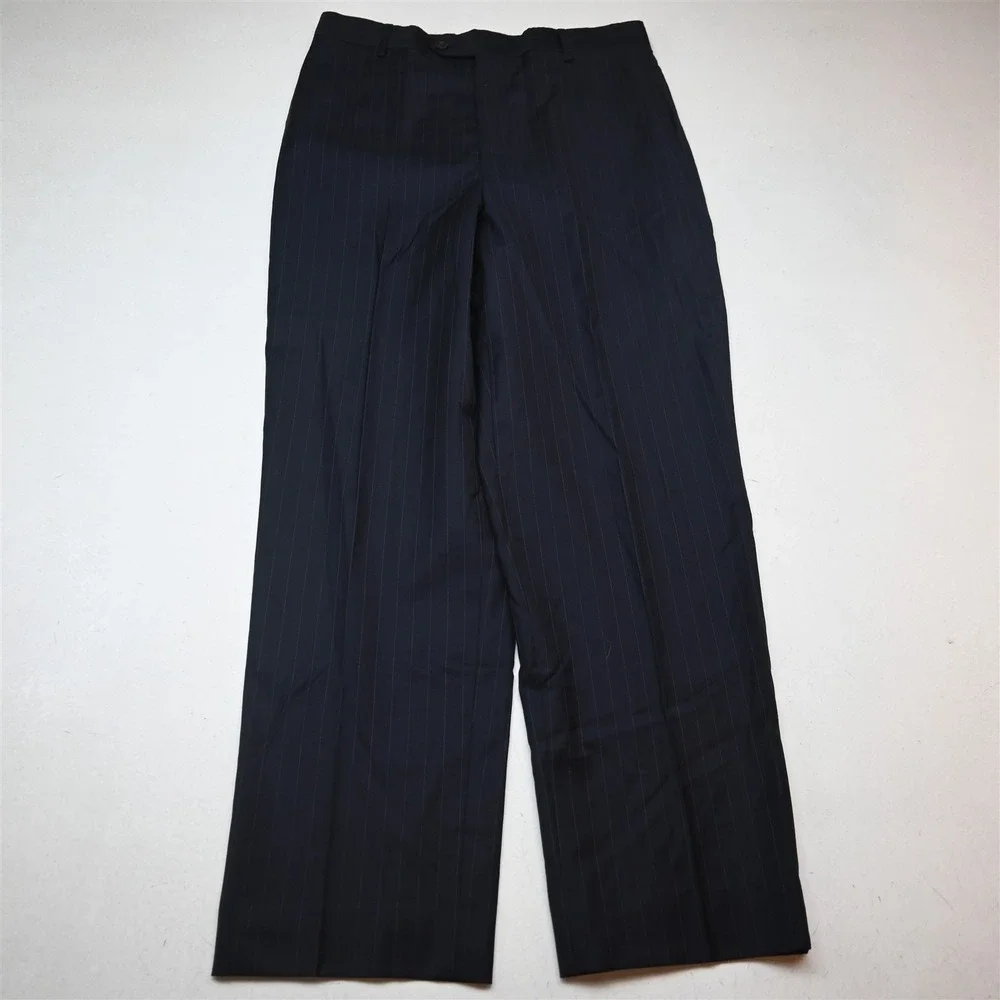 Jos A Bank 38R 32x30 Navy Blue Striped 100% Wool Gordon Mens Jacket Pants Suit